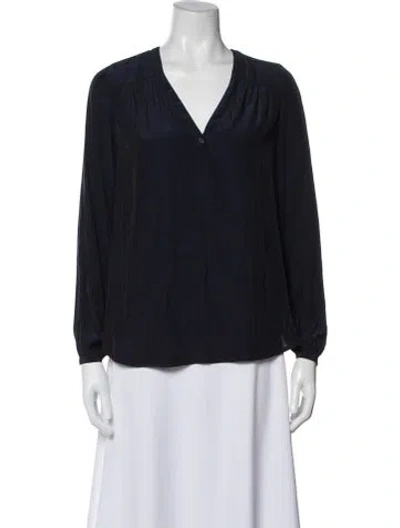 Pre-owned Calypso St Barth V-neck Long Sleeve Blouse In Blue