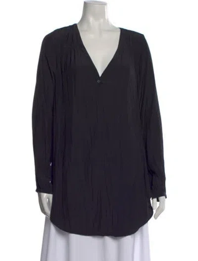 Pre-owned Calypso St Barth V-neck Long Sleeve Blouse In Blue