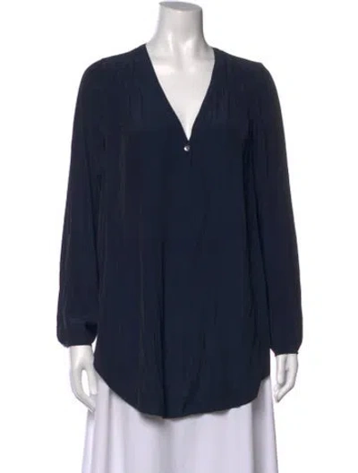 Pre-owned Calypso St Barth V-neck Long Sleeve Blouse In Blue