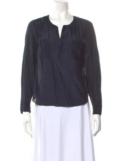 Pre-owned Calypso St Barth V-neck Long Sleeve Blouse In Gray