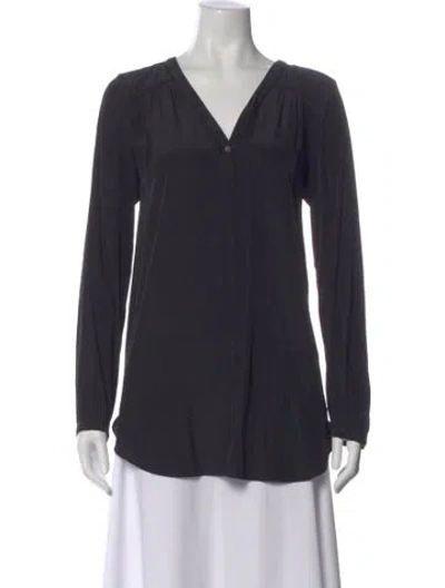 Pre-owned Calypso St Barth V-neck Long Sleeve Blouse In Gray