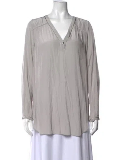 Pre-owned Calypso St Barth V-neck Long Sleeve Blouse In Gray