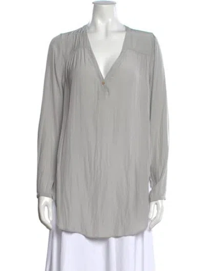 Pre-owned Calypso St Barth V-neck Long Sleeve Blouse In Grey
