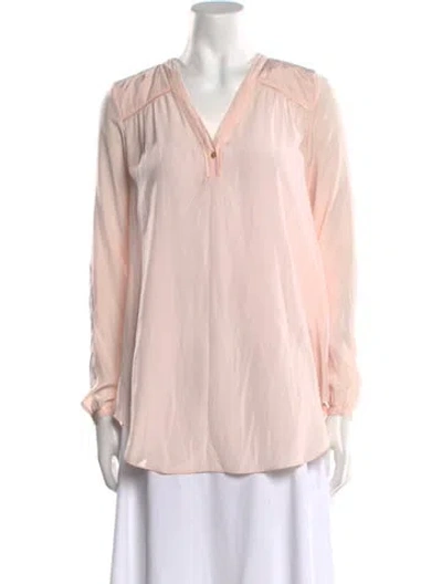 Pre-owned Calypso St Barth V-neck Long Sleeve Blouse In Pink