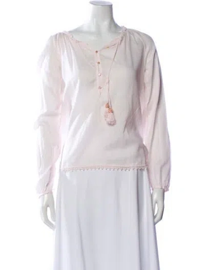 Pre-owned Calypso St Barth V-neck Long Sleeve Blouse In White