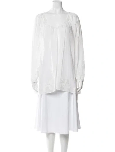 Pre-owned Calypso St Barth V-neck Long Sleeve Top In White