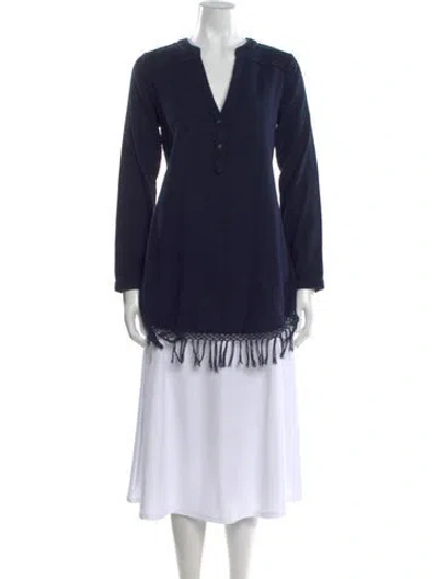 Pre-owned Calypso St Barth V-neck Long Sleeve Tunic In Blue