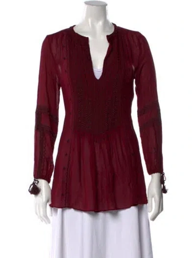 Pre-owned Calypso St Barth V-neck Long Sleeve Tunic In Burgundy