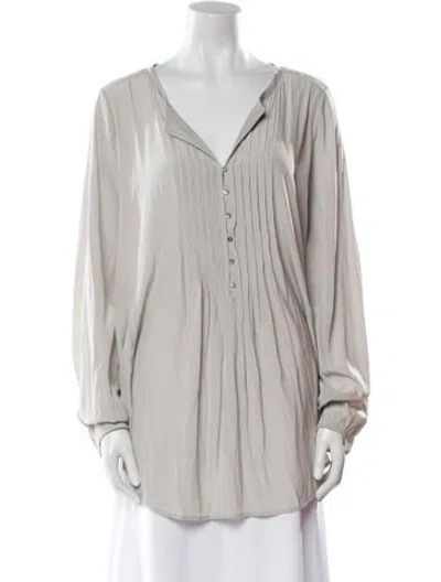 Pre-owned Calypso St Barth V-neck Long Sleeve Tunic In Gray