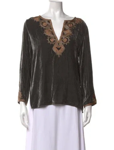 Pre-owned Calypso St Barth V-neck Long Sleeve Tunic In Grey