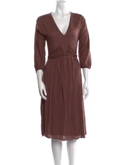 Pre-owned Calypso St Barth V-neck Midi Length Dress In Brown