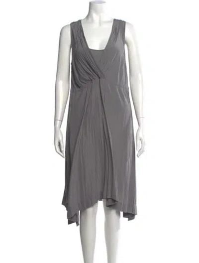 Pre-owned Calypso St Barth V-neck Midi Length Dress In Gray