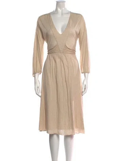 Pre-owned Calypso St Barth V-neck Midi Length Dress In Neutral