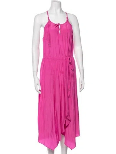 Pre-owned Calypso St Barth V-neck Midi Length Dress In Pink