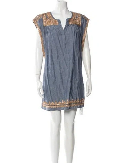 Pre-owned Calypso St Barth V-neck Mini Dress In Blue