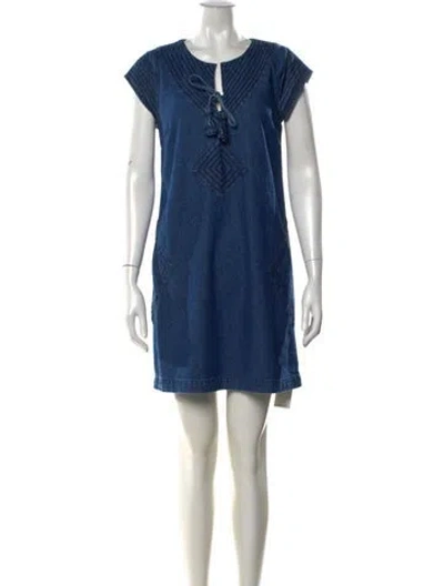 Pre-owned Calypso St Barth V-neck Mini Dress In Blue