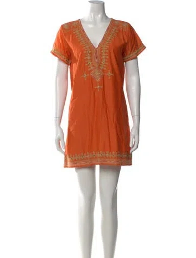 Pre-owned Calypso St Barth V-neck Mini Dress In Orange