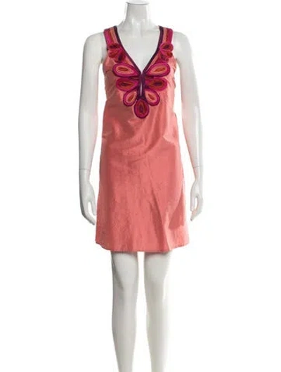 Pre-owned Calypso St Barth V-neck Mini Dress In Orange