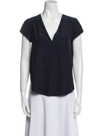 Pre-owned Calypso St Barth V-neck Short Sleeve Blouse In Blue