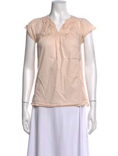 Pre-owned Calypso St Barth V-neck Short Sleeve Blouse In Pink