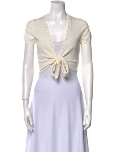 Pre-owned Calypso St Barth V-neck Short Sleeve Crop Top In Neutral
