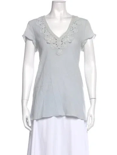 Pre-owned Calypso St Barth V-neck Short Sleeve Top In Blue