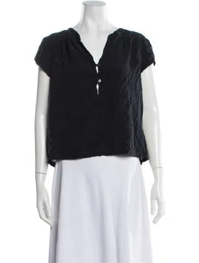 Pre-owned Calypso St Barth V-neck Short Sleeve Top In Blue