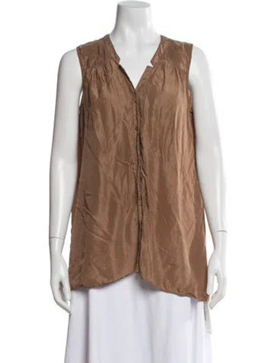 Pre-owned Calypso St Barth V-neck Sleeveless Top In Brown