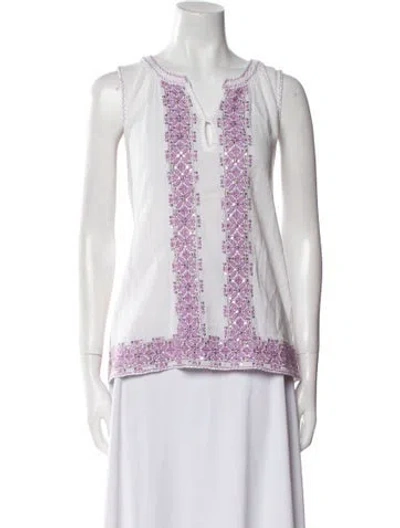 Pre-owned Calypso St Barth V-neck Sleeveless Tunic In White