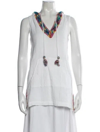 Pre-owned Calypso St Barth V-neck Sleeveless Tunic In White
