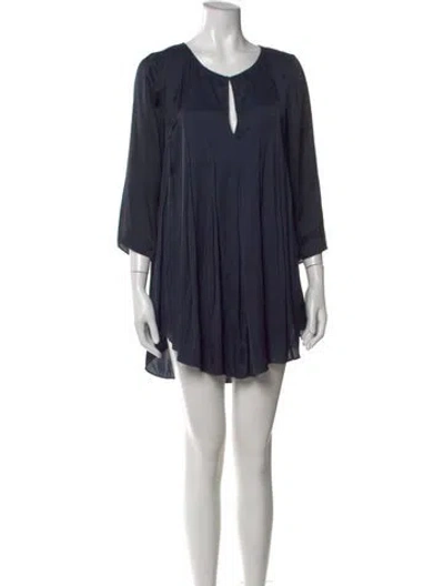 Pre-owned Calypso St Barth V-neck Three-quarter Sleeve Tunic In Blue