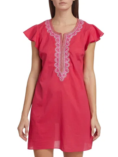 Calypso St Barth Women's Embroidered Tunic Dress In Pink