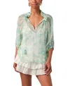 Calypso St Barth Harper Three-quarter Sleeves Top In Turquoise