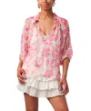 Calypso St Barth Harper Three-quarter Sleeves Top In Fuschia In Pink