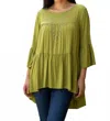 Calypso St Barth Woven Gauged Trapeze Shirt Top In Green In Green