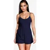 Calysa Plus Size Ivy Short Swim Romper With Built-in Bra And Hidden Shorts In Blue