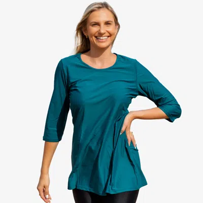 Calysa Women's Plus Gia 3/4 Sleeve Swim Tunic In Green