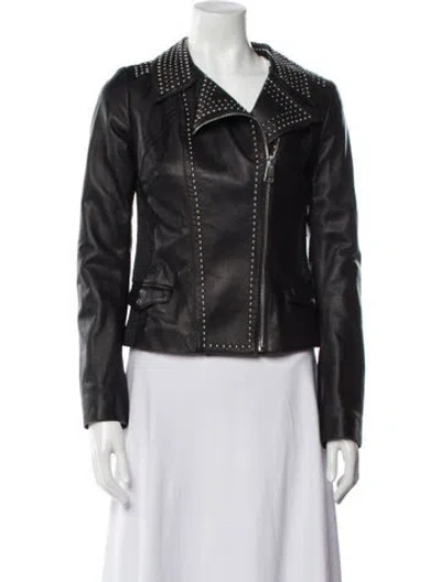 Pre-owned Calzaiuoli Leather Biker Jacket In Black