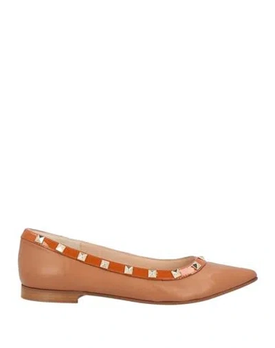Calzaiuoli Toscani Woman Ballet Flats Tan Size 6 Leather In Brown