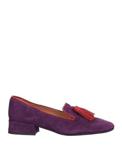 Calzaiuoli Toscani Woman Loafers Mauve Size 10 Leather In Purple