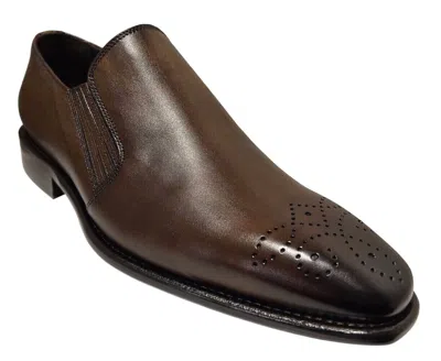 Pre-owned Calzoleria Toscana David Mens Slip On Brown Leather Dress Shoes Made In Italy