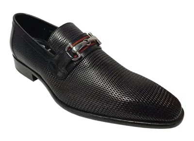 Pre-owned Calzoleria Toscana Men's Black Perforated Leather Slip-on Loafers Z229 Italy