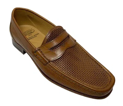 Pre-owned Calzoleria Toscana Men's Slip On Brick Leather Dress Shoes Q479