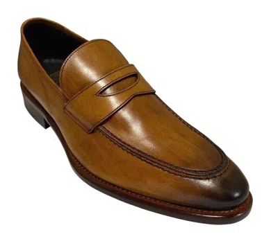 Pre-owned Calzoleria Toscana Men's Slip On Dark Caramel Leather Dress Shoes 7730 In Brown