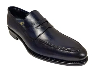Pre-owned Calzoleria Toscana Men's Slip On Dark Navy Blue Leather Dress Shoes 7730