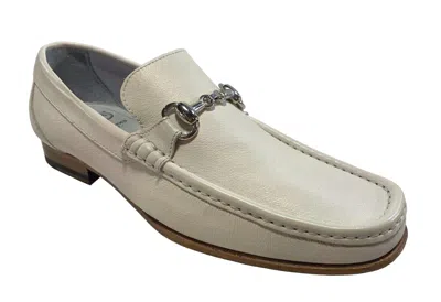 Pre-owned Calzoleria Toscana Men's Slip On White Leather Shoes 8616