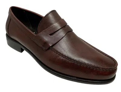 Pre-owned Calzoleria Toscana Santor Men's Slip On Burgundy Leather Dress Shoes In Red