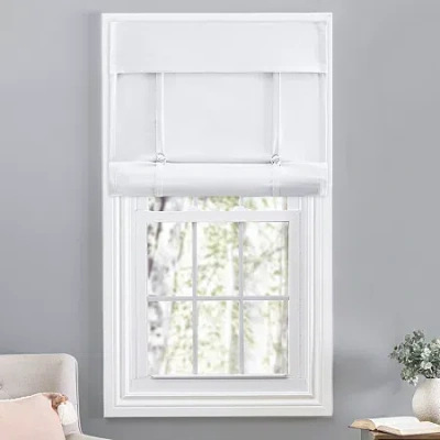 Camalay Cottage Cordless Light-filtering Roman Shade In White