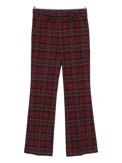 Cambio Check-pattern Flared Trousers In Brown
