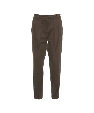 Cambio Chino Pants With Suede Effect And Tailored Fit In Brown